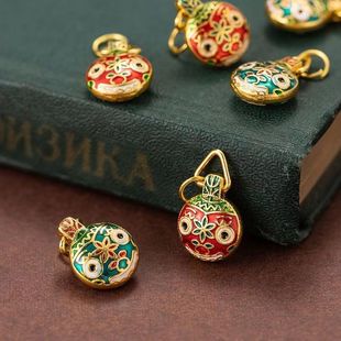 古法吞金兽吊坠烧蓝一家三口招财沙金diy珐琅彩手吊坠不掉色