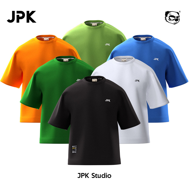 JPK基础款LOGO原创国潮短袖T恤大码宽松男士潮牌时尚纯棉印花百搭
