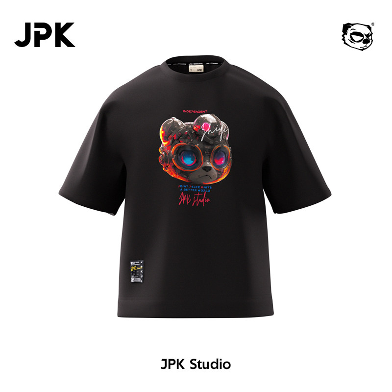 JPK机械执夷国潮短袖T恤大码宽松男士潮牌时尚夏季纯棉印花百搭
