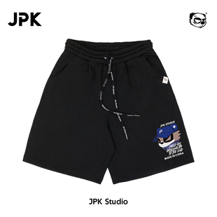短裤 JPK执夷原创国潮休闲毛圈卫裤 大码 宽松夏季 棕 加肥加大五分裤