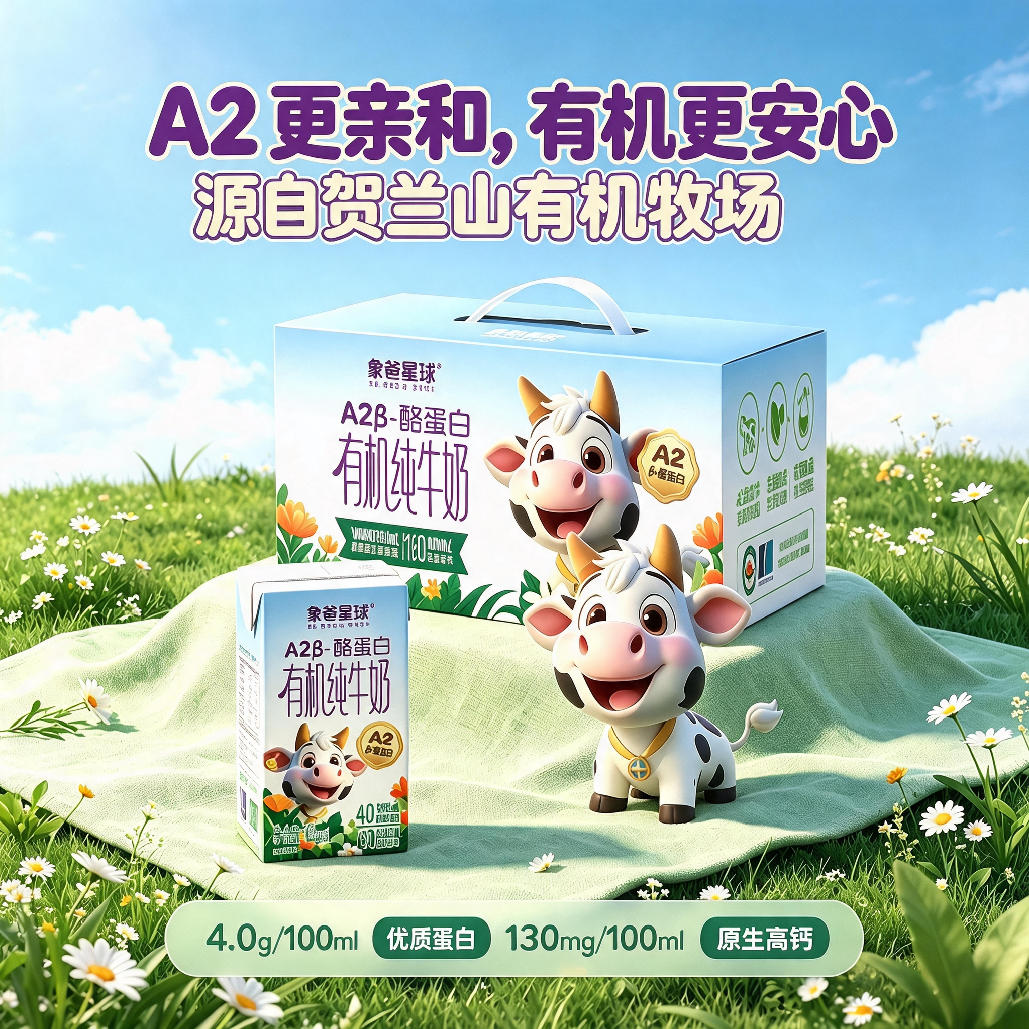 象爸星球4.0蛋白A2有机纯牛奶