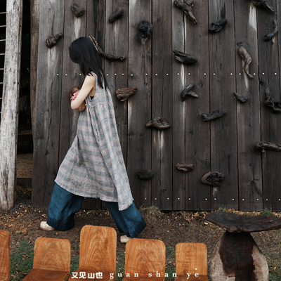 观山也棉麻套装色织连衣裙艺术感穿搭侘寂风独特漂亮苎麻套装日系