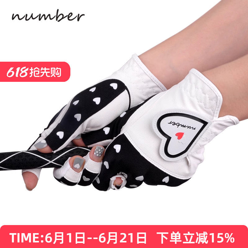 Number高尔夫手套女露指夏季防晒透气轻薄防滑女士golf双手套新款