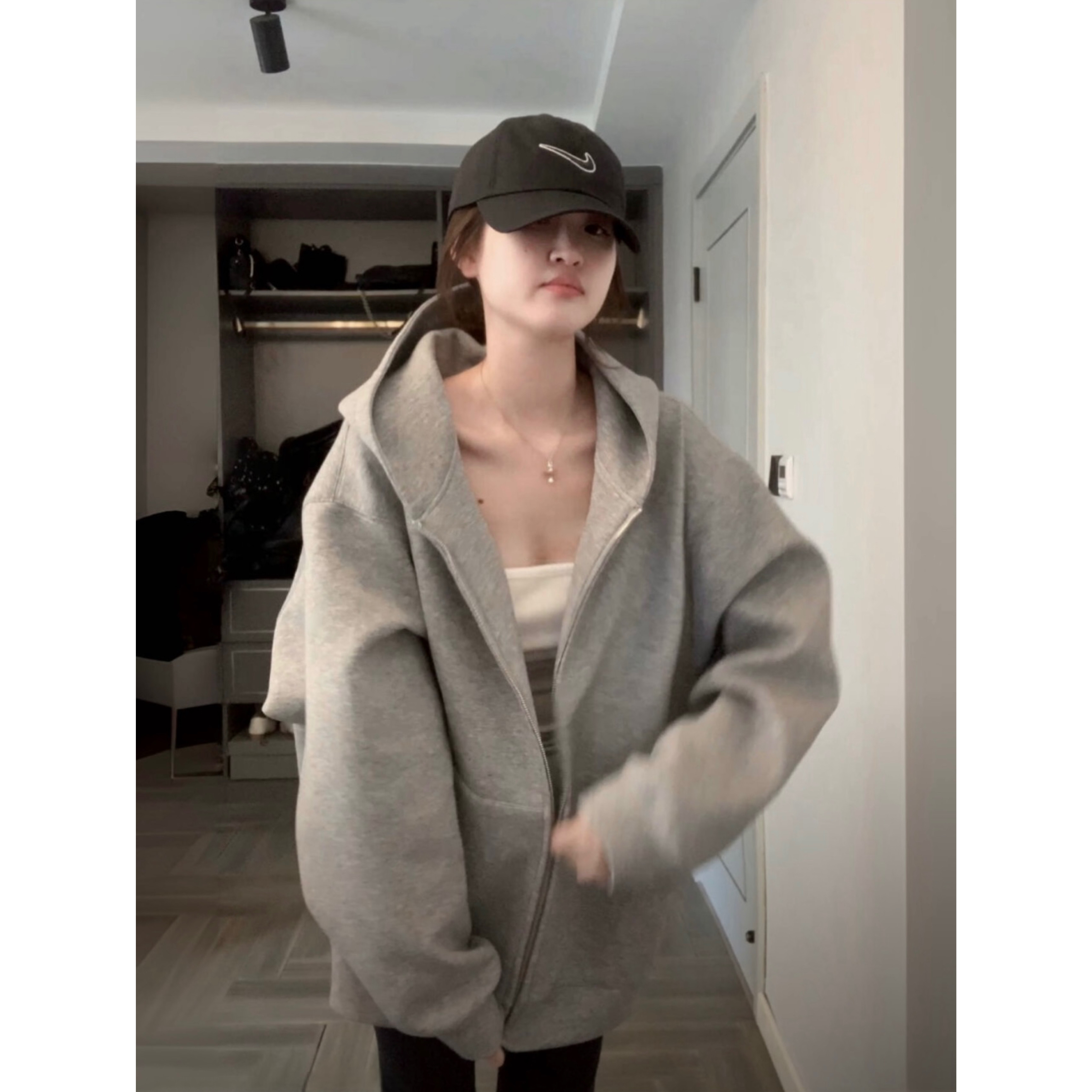 赵露思同款灰色卫衣女2025新款爆