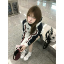 高街拼色连帽卫衣女2025新款 美式 秋冬加绒潮牌设计感小众情侣外套