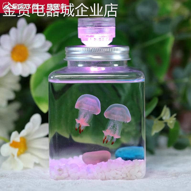 水母缸活物家养好养儿童学生桌面活宠物饲养懒人水族箱赤月海月