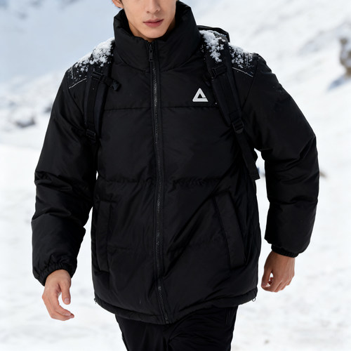 匹克男士短款羽绒服黑色保暖防水