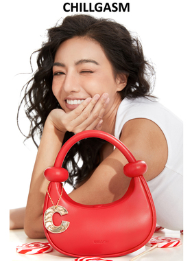 欧美千禧辣妹红色手提包百搭肩包月牙包时尚斜挎包CGS[Chillgasm]