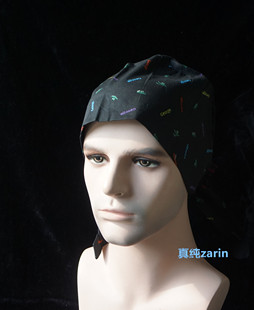 真纯买一送一男黑底字母葫芦帽手术帽 美剧麻醉外科医生印花帽子