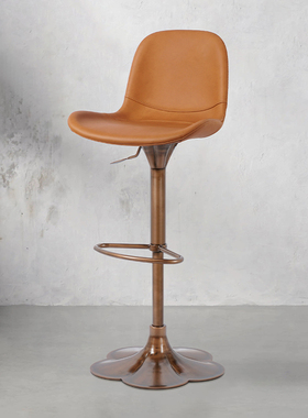 吧台椅升降椅子轻奢酒吧高脚凳旋转进口头层牛皮真皮吧凳家用7587