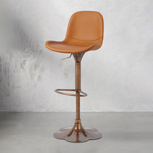 吧台椅升降椅子轻奢酒吧高脚凳旋转进口头层牛皮真皮吧凳家用7587