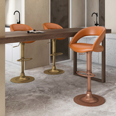 吧台椅子进口头层牛皮高脚凳酒吧椅椅子轻奢家用北欧简约休闲7186