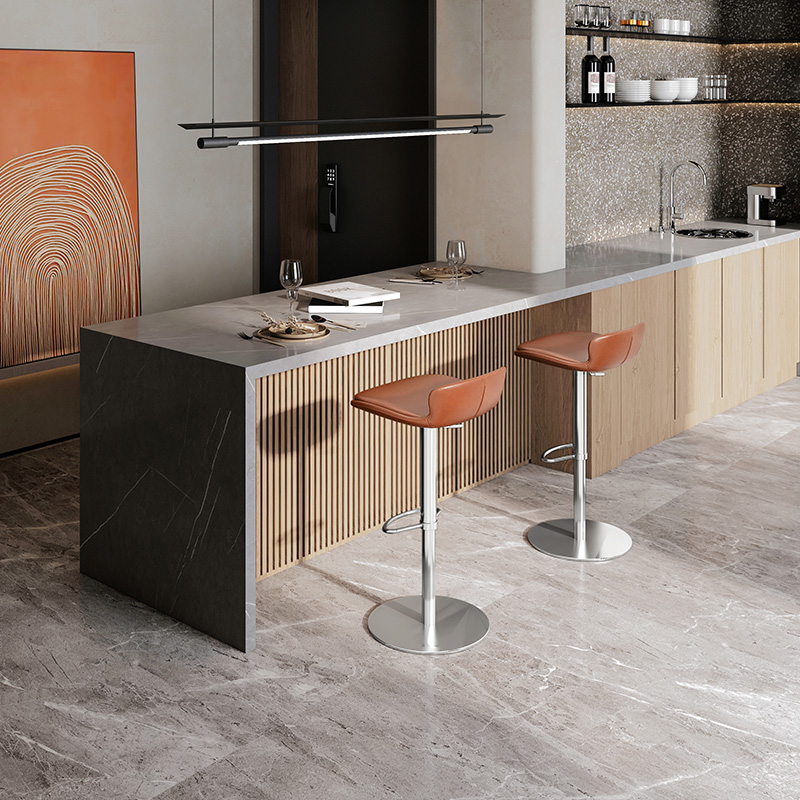 吧台椅凳子现代简约牛皮真皮升降轻奢北欧欧式中岛台高脚椅子736