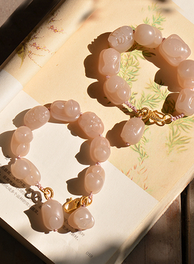 猫叔旗舰店雕刻萌猫手串和田玉