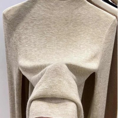 半高领长袖针织衫女初秋新款修身套头软糯毛衣薄款内搭打底衫
