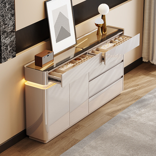 轻奢靠墙储物柜主卧置物柜 卧室床尾五斗柜简约现代超薄抽屉柜法式