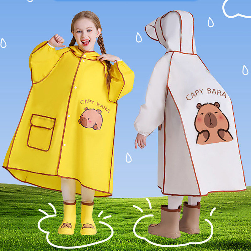 儿童雨衣雨鞋套装小学生上学专用女孩宝宝幼儿园男孩卡皮巴拉雨披