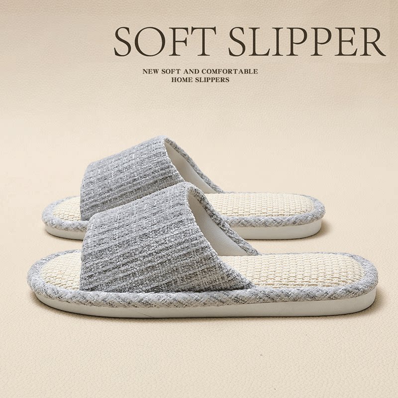 透气亚麻拖鞋男士家居室内静音防滑吸汗不臭脚四季棉麻拖鞋女舒适