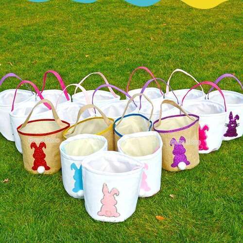 Lovely Easter Bunny Buckets Eggs Toy Handbags Rabbit Basket