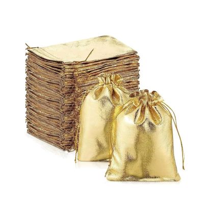 50pcs Gold Gift Drawstring Bags Pouches For Jewelry Organize