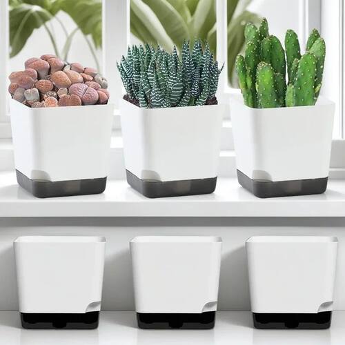 5Pcs Plant Pots, Self Watering Flower Pots Indoor Outdoor, S