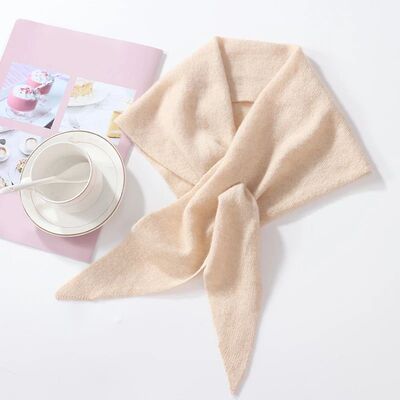 100% Wool Knitted Triangle Scarf For Women Soft Warm Cross N