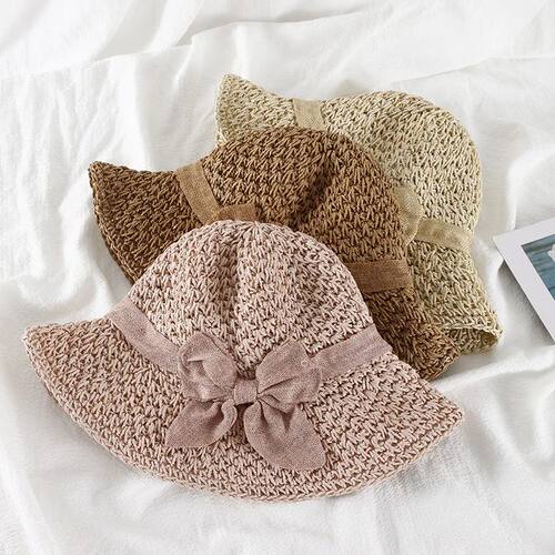 Handmade Women's Straw Panama Hat with Bowknot Detail - Fold
