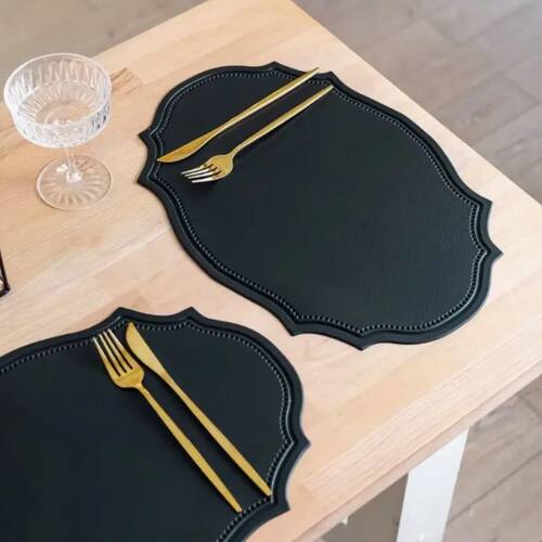 1/4/6PCS Shaped PU Placemat Set Faux Leather Kitchen Dining