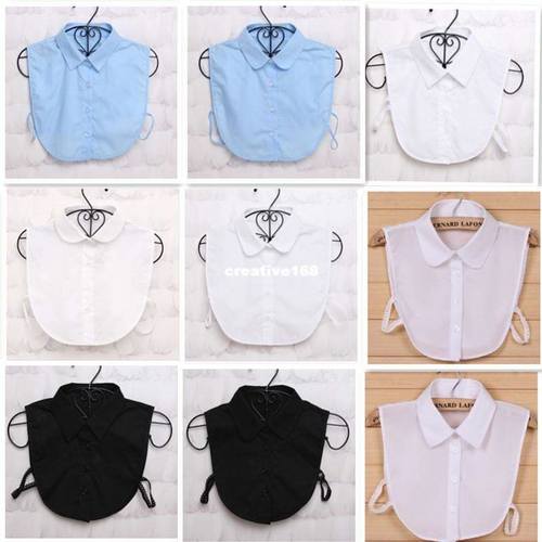 Detachable Fake Collar Black blue Tie Vintage White Shirt Co