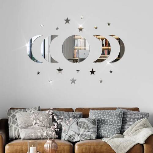20pcs Acrylic Star Moon Shape Wall Sticker Lenses for Wall D