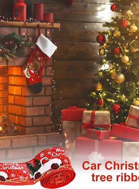 Christmas Ribbon Printed Burlap Ribbons For Gift Wrapping