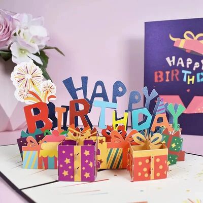 3D Pop-Up Flower Greeting Cards Maple Cherry Tree Design Bir