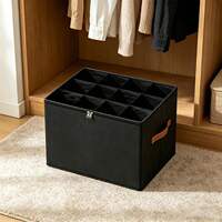 Shoe Organizer 12 Grid Clear Window Foldable, Closet Shoe St thumbnail 3