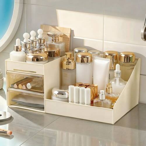 Cream Ribbon Drawer Cosmetic Storage Box, Suitable for Lipst