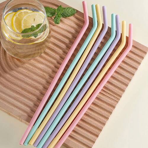 4Pcs Food Grade Colorful Silicone Straws For Children Drinki