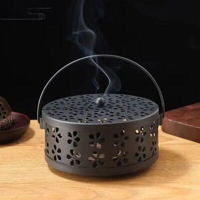 Vintage Metal Mosquito Coil Holder with Handle Portable Home