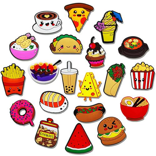 20Pcs Food Series Shoe Charms for Bubble Slides Sandals, PVC