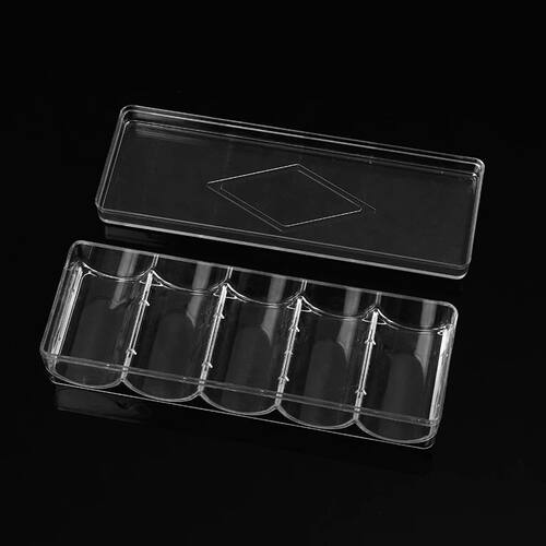 Durable Clear Acrylic Poker Chips Tray 100 Chips Case Box Ho