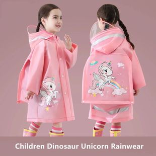 Cute Kids Raincoat Wateproof Children Dinosaur Unicorn Rain