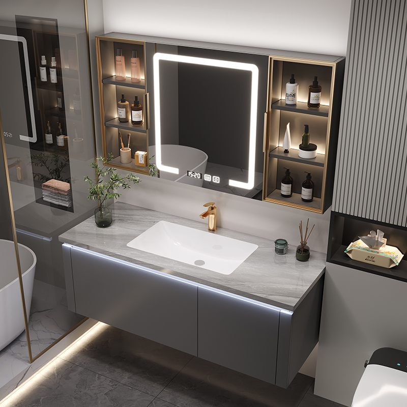 洁诗雅岩板无缝现代浴室柜包安装