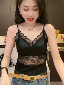 2025新款法式蕾丝缎面美背吊带