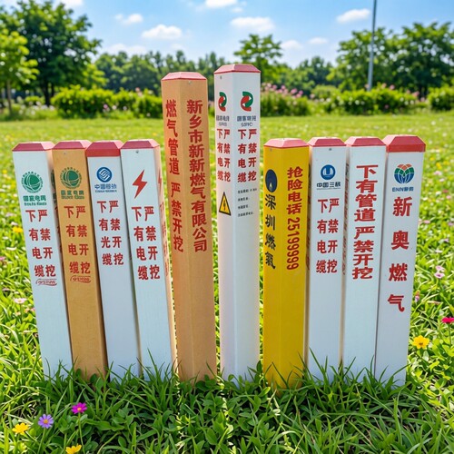 电缆警示桩PVC标志桩施工安全警示地下管线pvc玻璃钢可定制批发