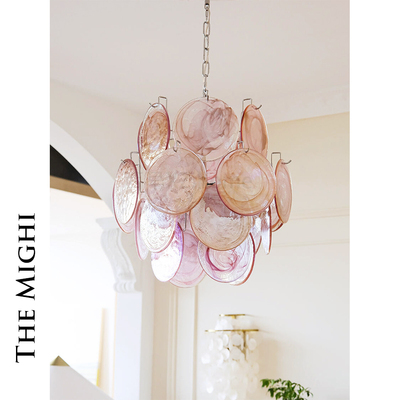 米极光影 意大利Mur@no卧室梦幻粉吊灯设计师法式餐厅复古玻璃灯
