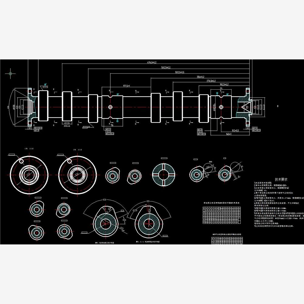 汽车发动机凸轮轴加工工艺及专用夹具设计2D图机械CAD素材