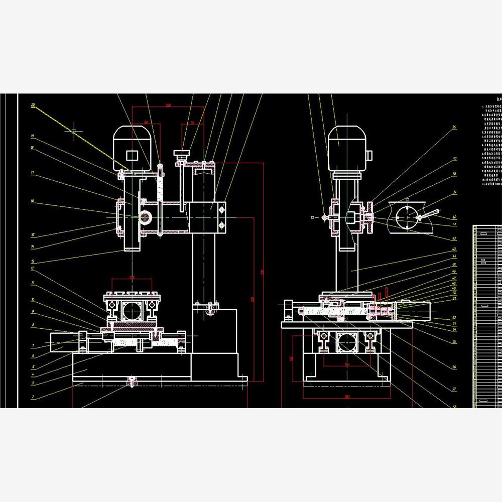 实验型数控铣床设计2D图机械CAD素材