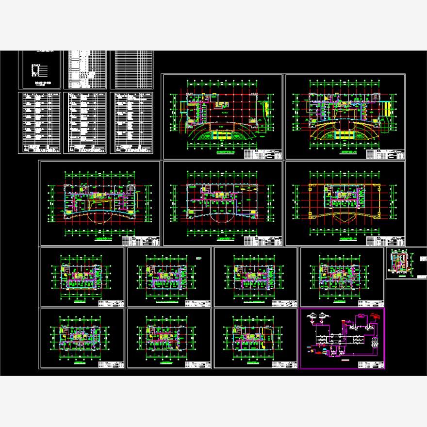 18层建筑中央空调系统水系统.风系统设计2D图机械素材