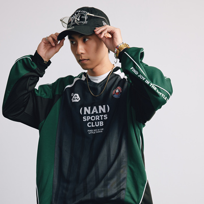 BananaClubV领拼接球衣长袖