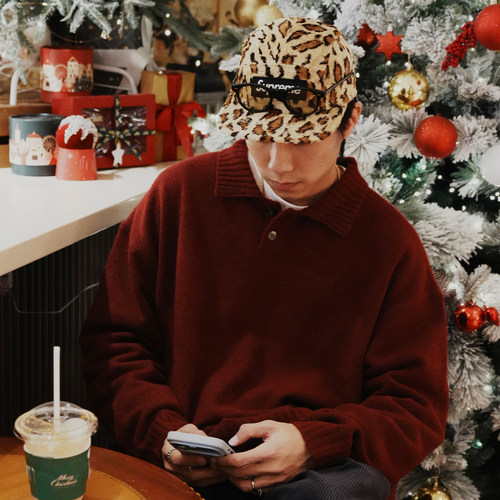 BananaClub“Knitted Polo”宽松休闲羊毛针织圣诞polo衫毛衣