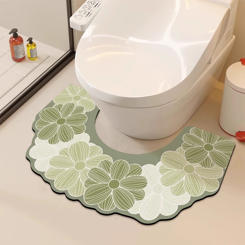 卫生间浴室防溅尿吸水速干地垫厕所马桶u型脚垫软硅藻泥防滑地毯