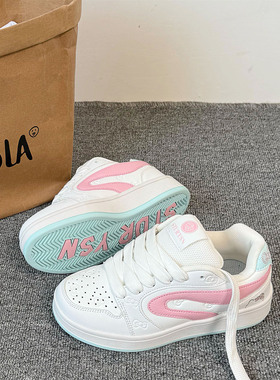 韩版小众学生百搭厚底面包鞋ins超火爆款原创白粉月运动休闲板鞋